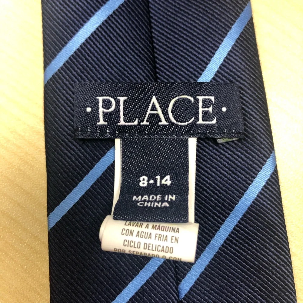 Navy Blue Striped Kids Tie